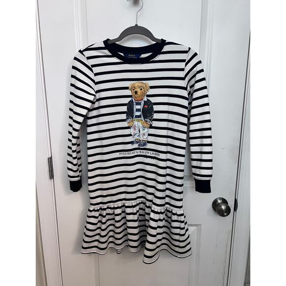 Polo Ralph Lauren Big Girls Polo Bear Fleece Dress L(12-14) Quiet Luxury Preppy - Picture 1 of 5